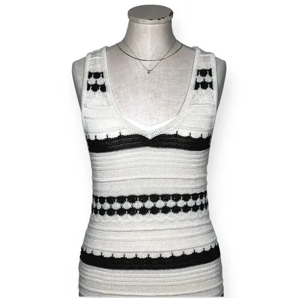 New $249 JOIE Crochet Knit Midi Dress Sleeveless Striped Ivory Coastal Chic M - Picture 5 of 15